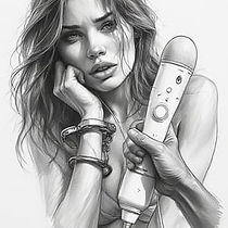 Illustration representing consensual power play using a wand vibrator with emphasis on communication and trust