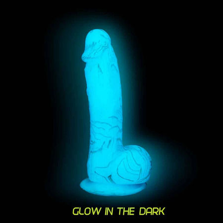 Addiction Luke 7.5” Glow-in-the-Dark Dildo With Balls – Blue