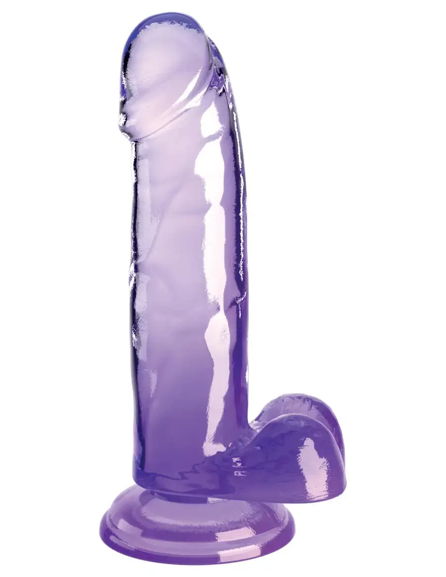Thumbnail: King Cock Clear 7" Cock with Balls - Purple