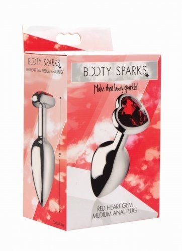 medium anal plug with heart gem in box