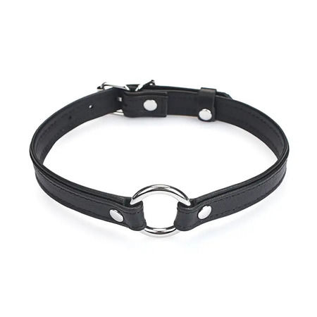 Liebe Seele Heron Leather Mini O-Ring Collar with Silver Hardware – Black