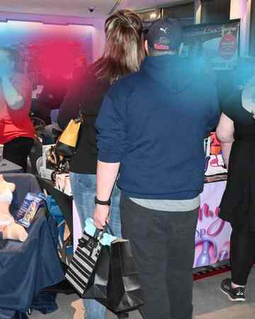 Crowd gathered around Mommys Toy Shop booth at TELUS World of Science Edmonton