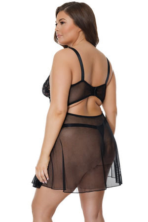Coquette 24102 Babydoll & Thong – Black (1X/2X)
