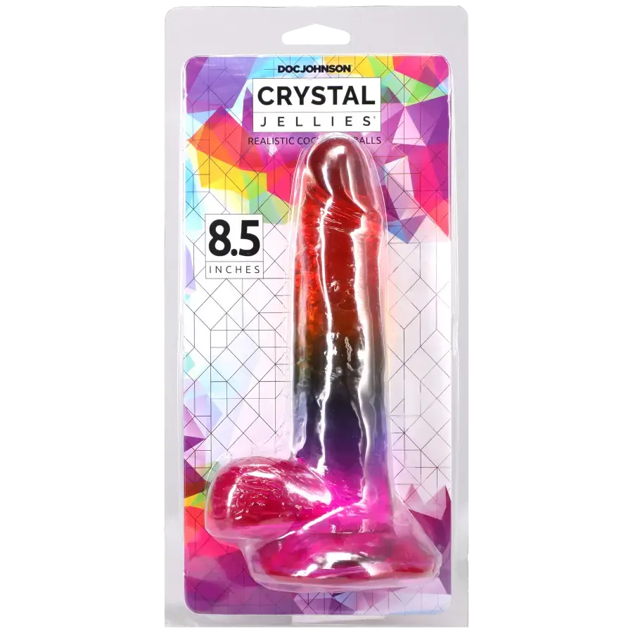 Thumbnail: Crystal Jellies - 8.5 Inch Realistic Cock, Rainbow