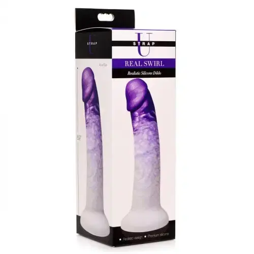 Thumbnail: Strap U Real Swirl Realistic Silicone Dildo - Purple