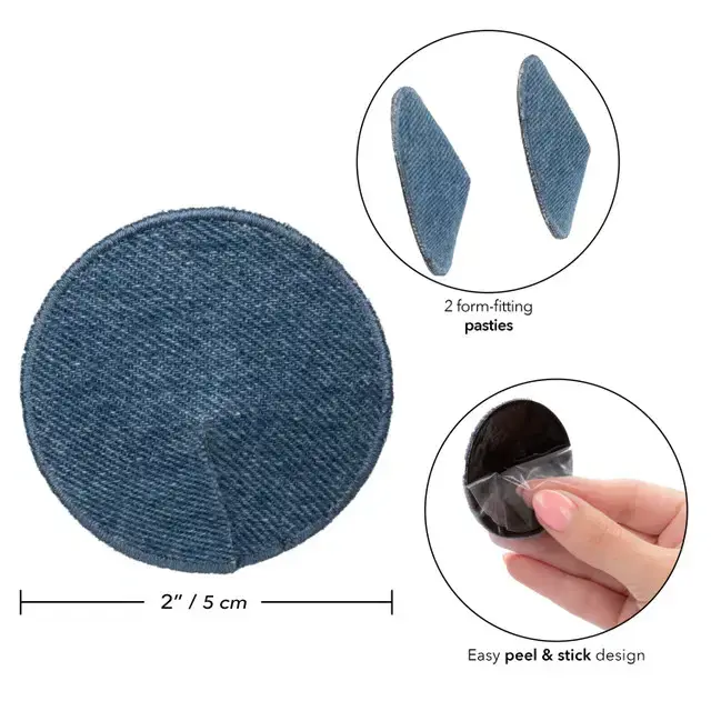 Thumbnail: Ride 'Em Premium Denim Collection Round Pasties