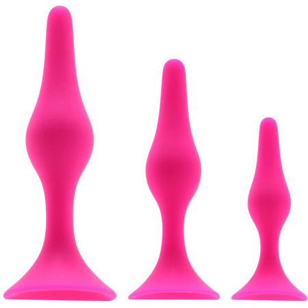 Luxe Beginner Silicone Butt Plug Kit – 3 Piece Anal Training Set (Pink)