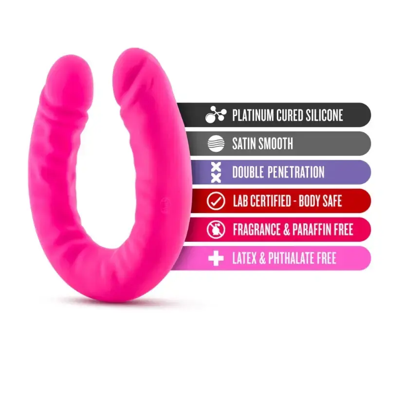 Thumbnail: Blush - Ruse - 18 inch Silicone Slim Double Dong - Hot Pink