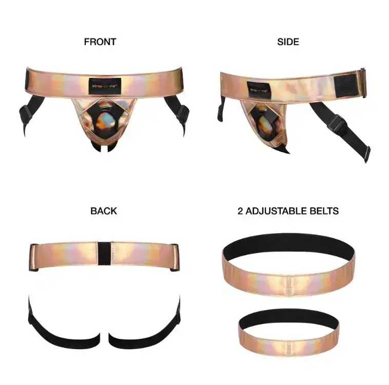 Thumbnail: StrapOnMe Leatherette Harness Curious - Rose Gold Holographic (MSRP CAD$89.99)