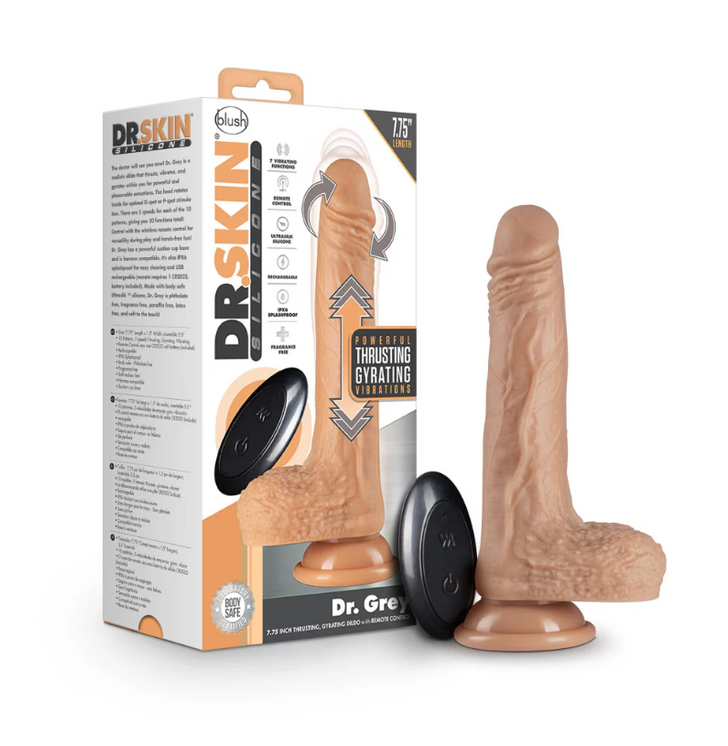 Blush - Dr. Skin Silicone - Dr. Grey - 7.75 Inch Thrusting Dildo - Vanilla