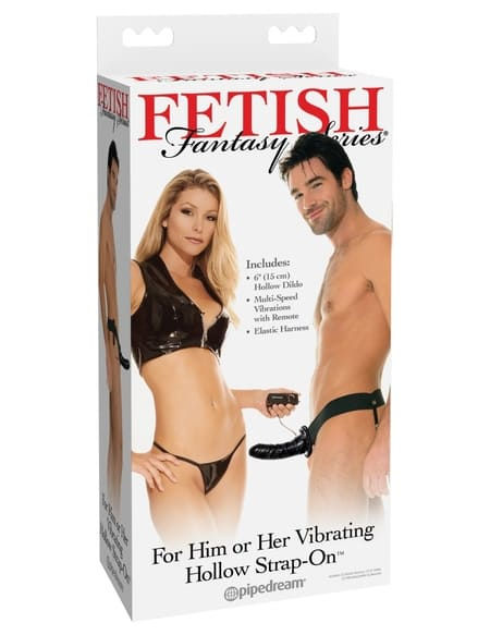 Fetish Fantasy For Him or Her Vibrating Hollow Strap-On