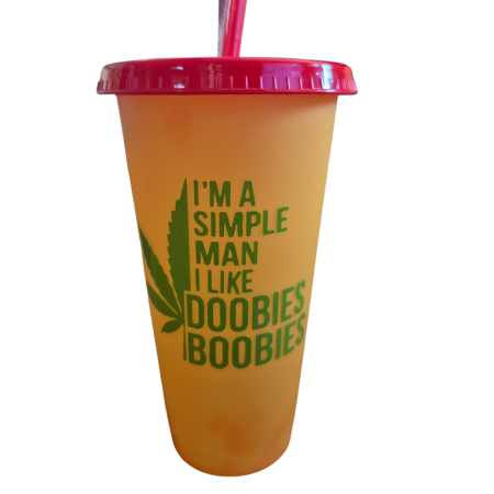 I’m A Simple Man I Like Doobies & Boobies 24 oz Colour-Changing Cold Cup