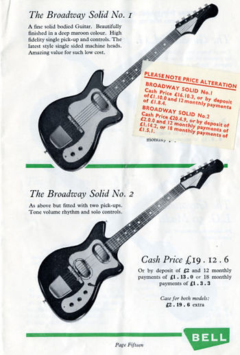 Broadway guitars from Bell Music catalogue