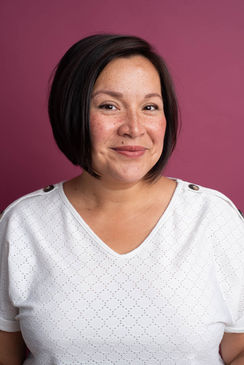 personal branding pink headshot of musician Eleanor Wilson 