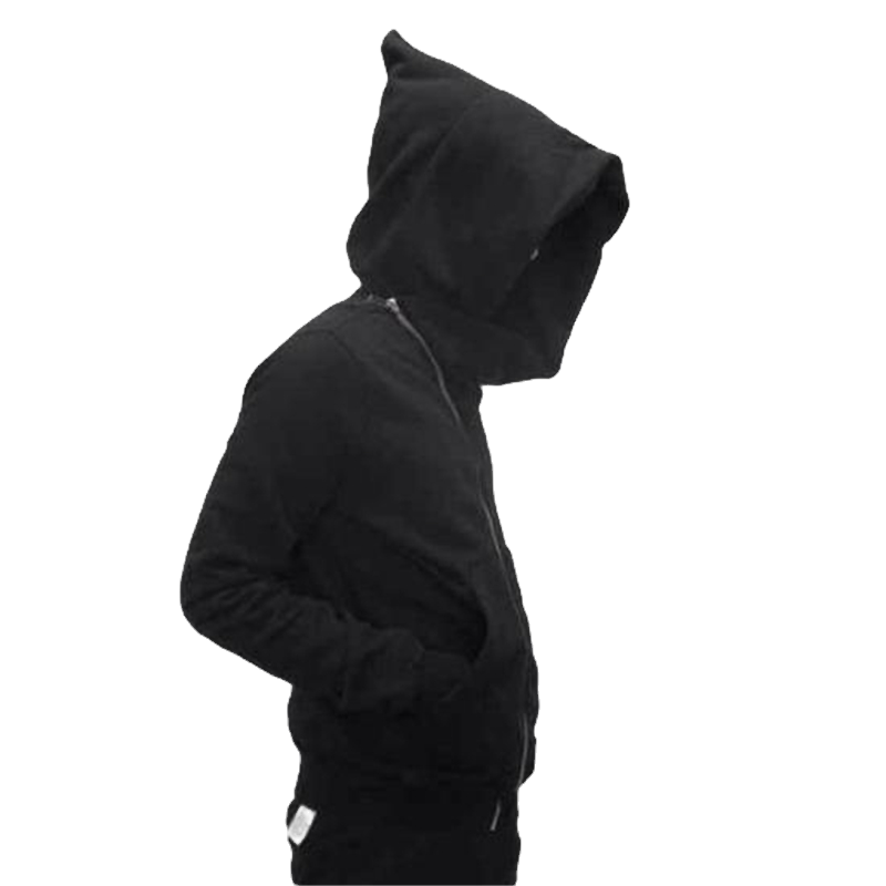 Thumbnail: Men’s Black Full-Zip Streetwear Hoodie