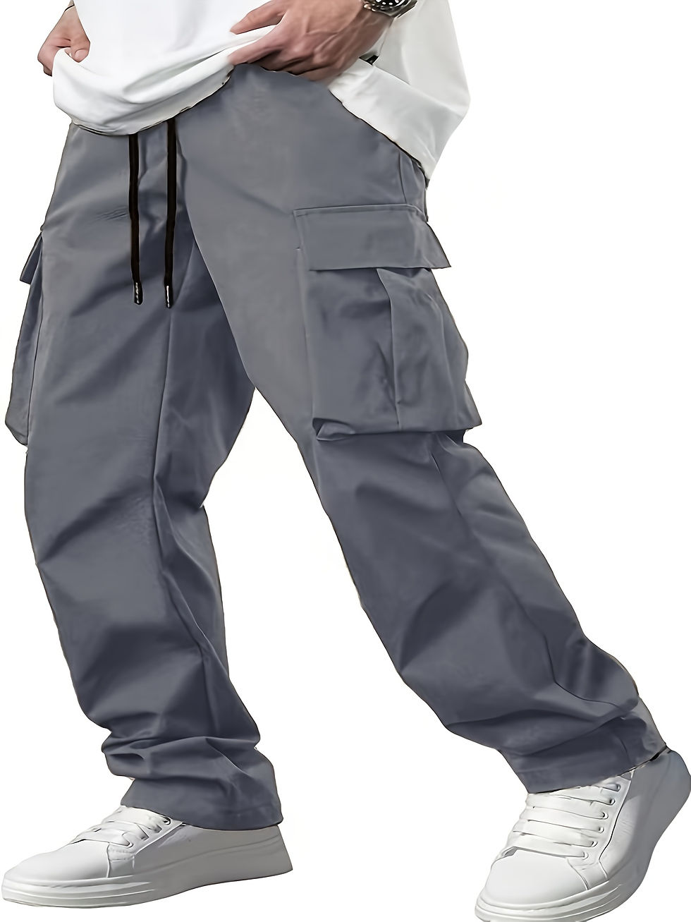 Thumbnail: Men’s Loose-Fit Straight-Leg Cargo Trousers