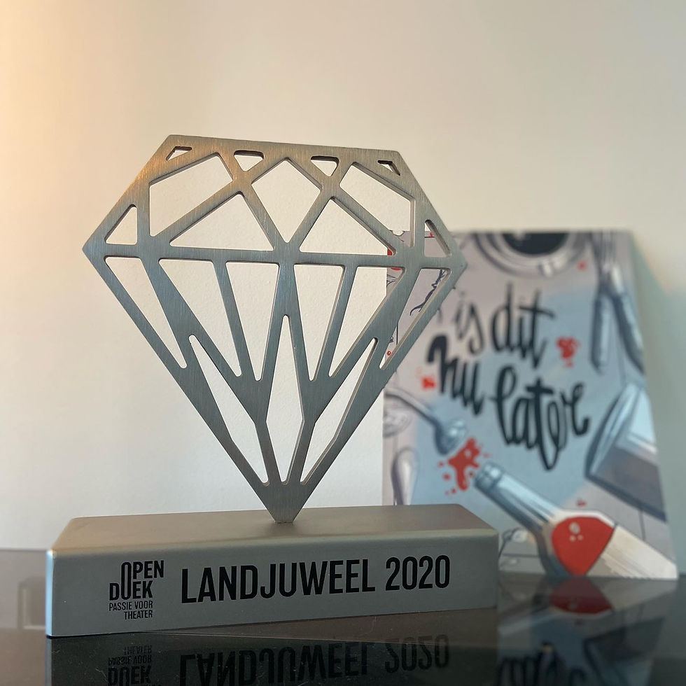 De trofee van het Landjuweel voor Is dit nu later