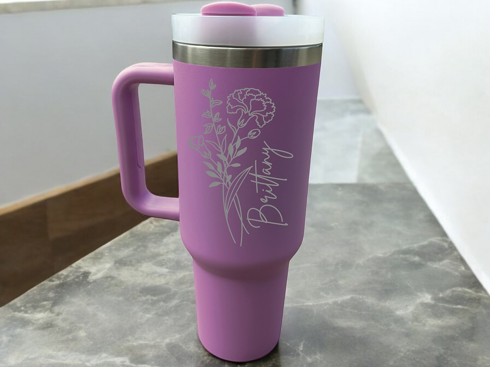 Birth flower engraved tumbler-Closing 12/15/25