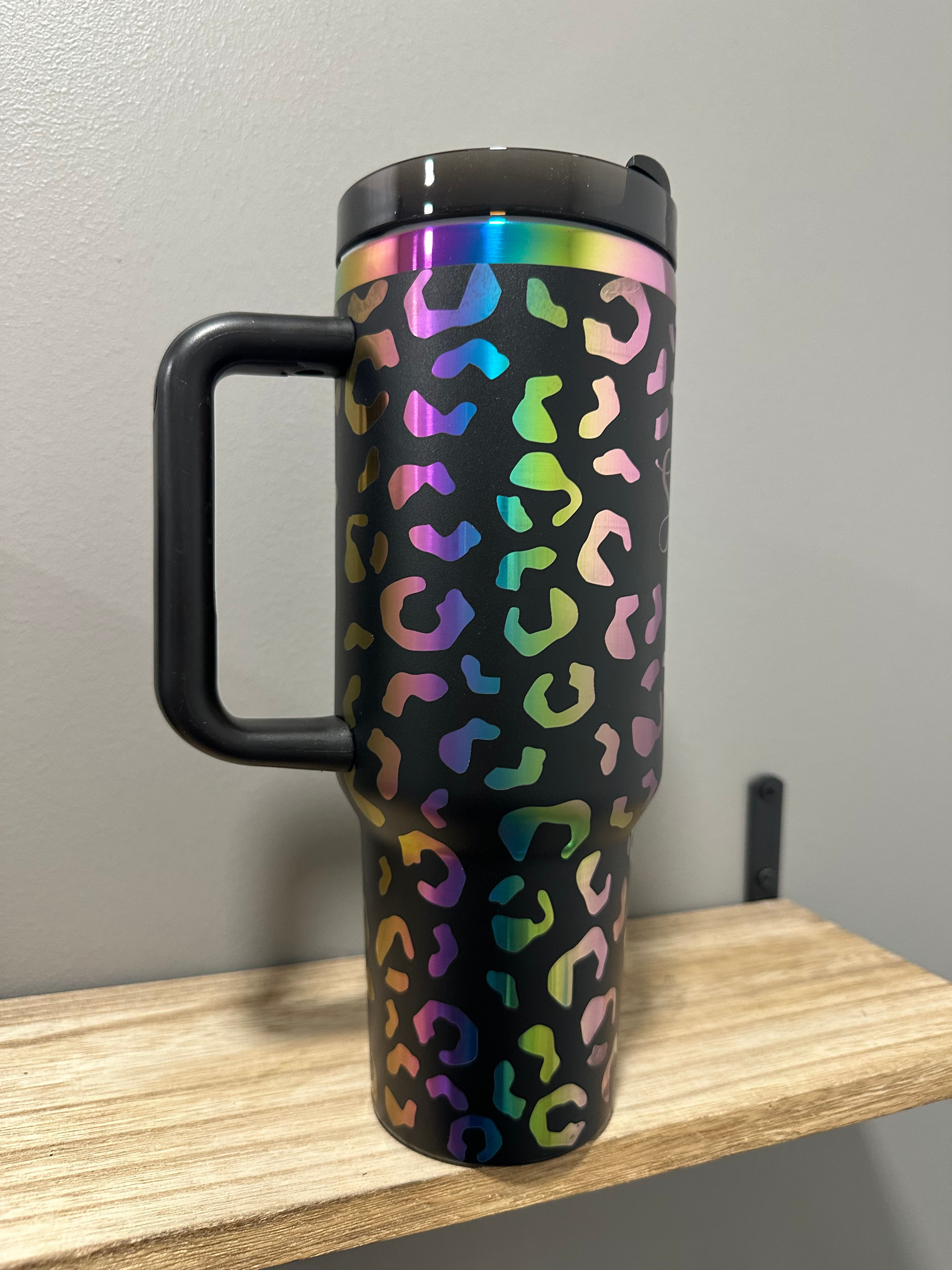 Rainbow Plated Cheetah 40 oz Tumbler; Closing 3/9 at Midnight
