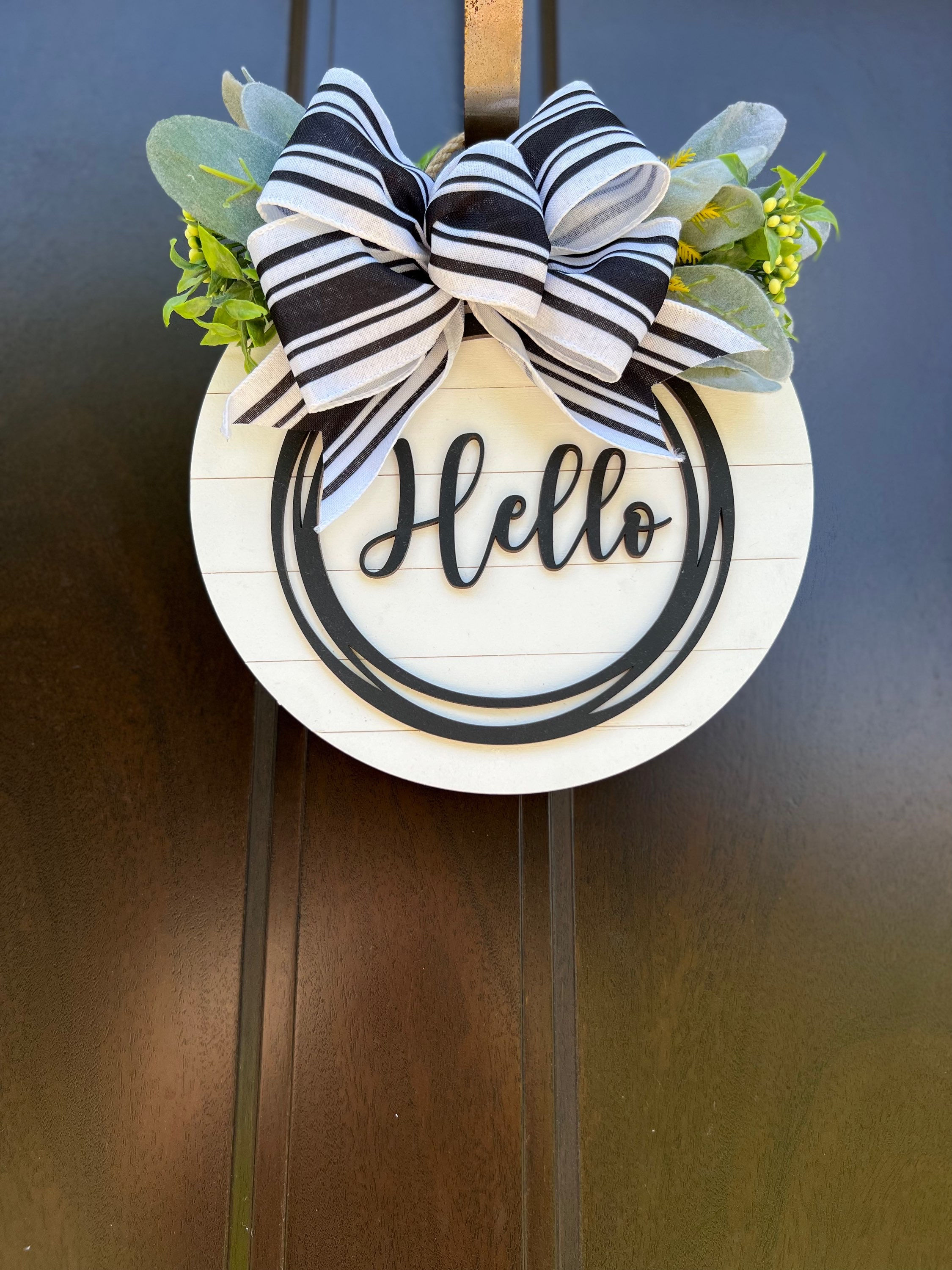 Hello front door sign