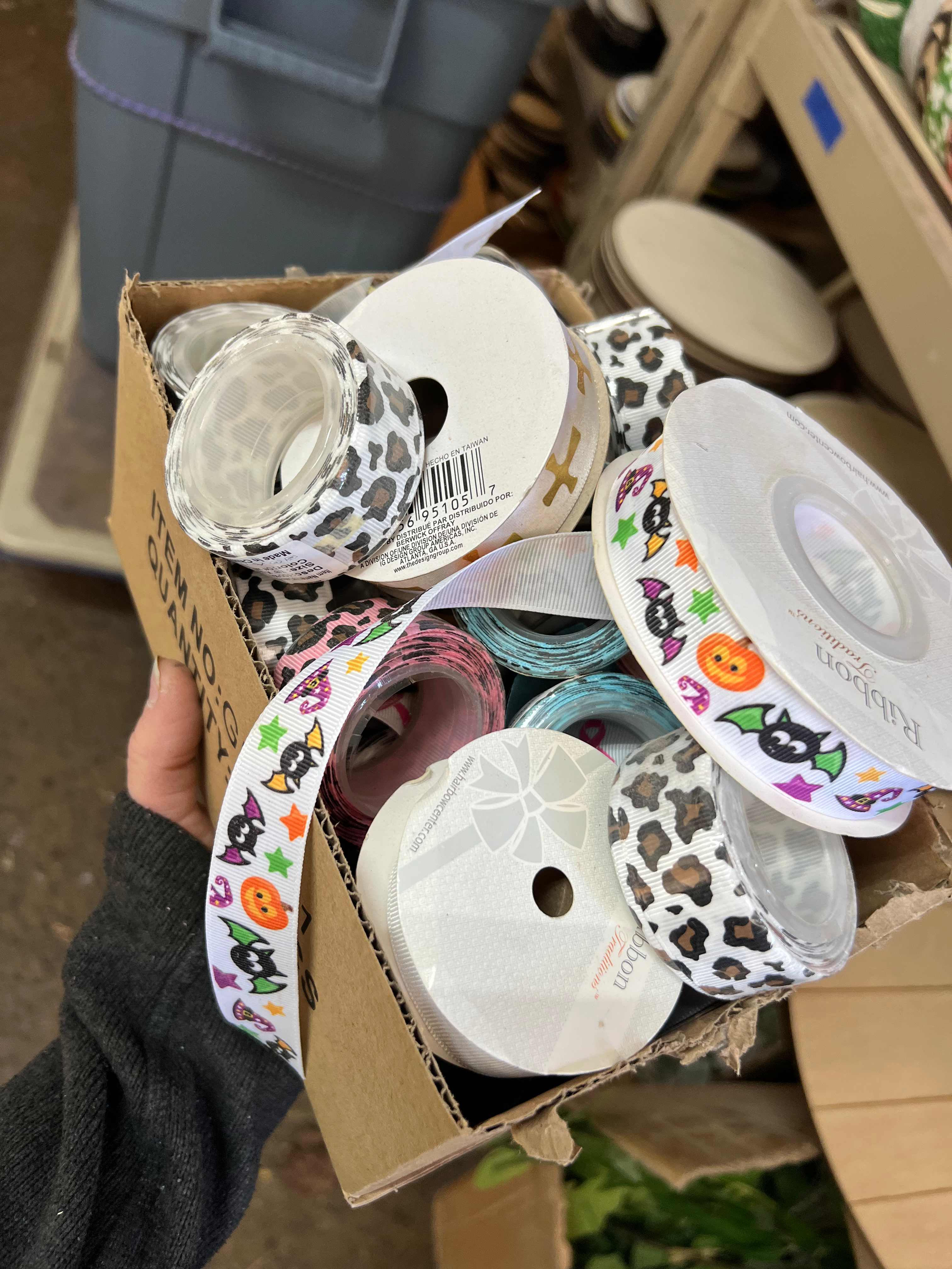 Box of miscellaneous 7/8 inch grosgrain ribbon 