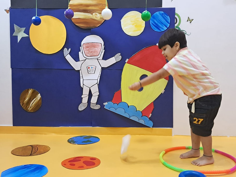 Eye-level view of children engaging in imaginative play