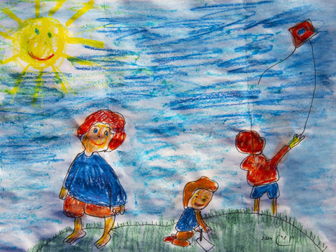 ציור של ילדים בטבע