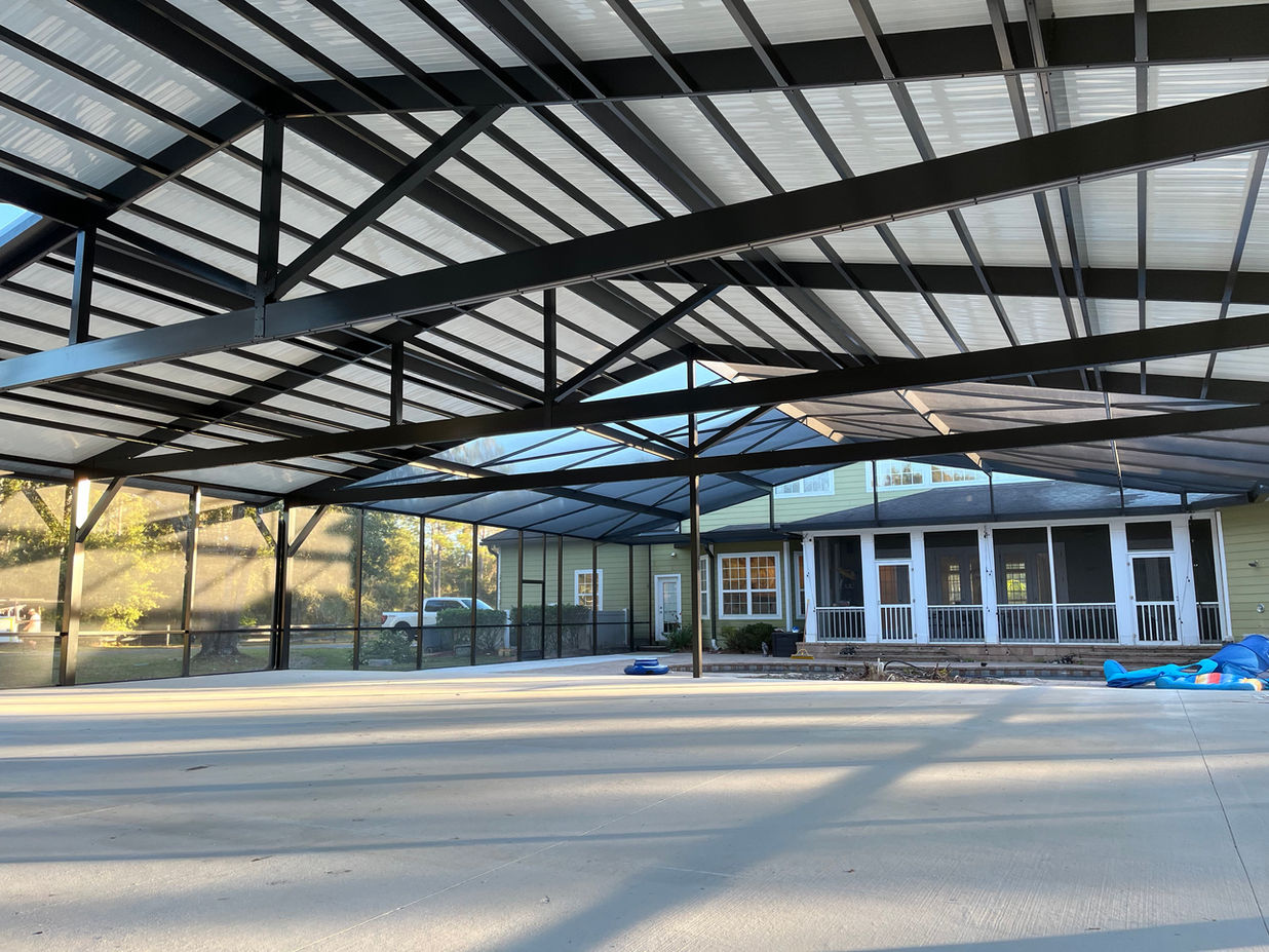 Lanai extension off the back of a suburban home