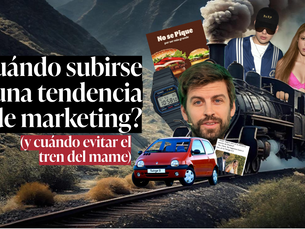 Portada del artículo donde se muestra el título y un fotomontaje de un tren (representando el tren del mame) con la cara de Gerard Piqué, montado por Shakira y Bzrp, un auto Twingo, un reloj Casio y varios memes al respecto.