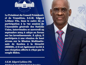 La participation de la présidence d'Haïti à la 79e session de l'Assemblée générale des Nations Unies.(25/09/2024.