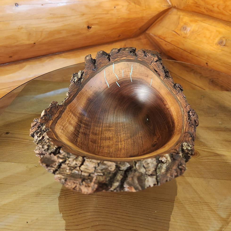 Thumbnail: Walnut Natural Edge Vessel with Turquoise