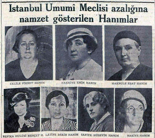 1934- iSTANBUL BELEDİYE MEÇLİSİNE ADAY GÖSTERİLEN KADINLAR