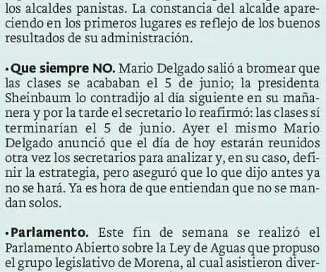Lunes 11 mayo. Política Confidencial