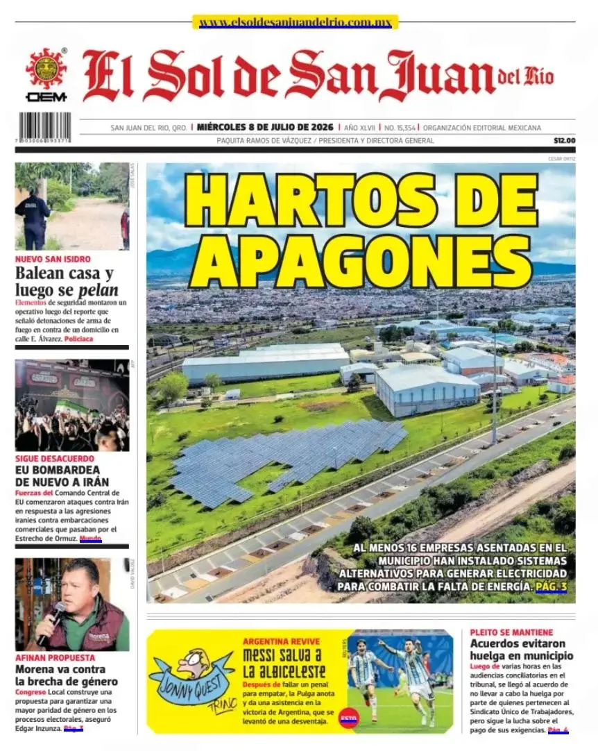 Miércoles 8 julio. El Sol de San Juan del Río