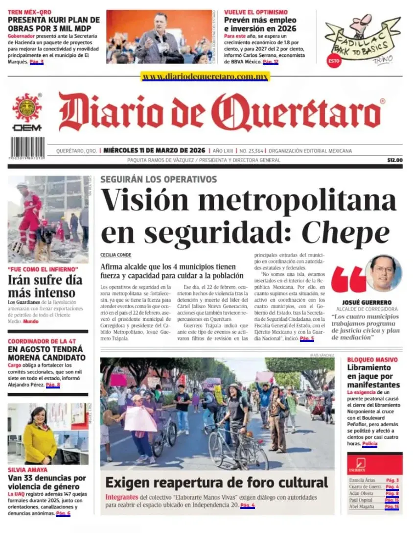 Miércoles 11 Marzo. Diario de Querétaro
