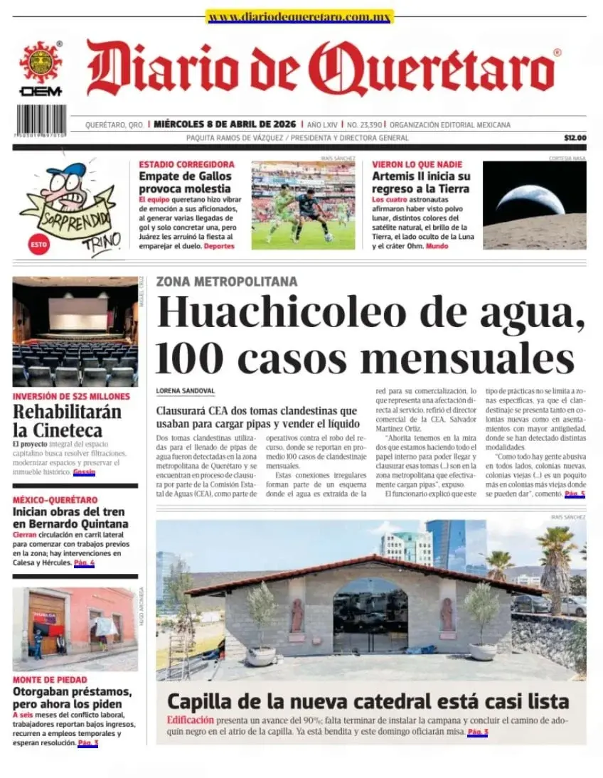Miércoles 8 Abril. Diario de Querétaro