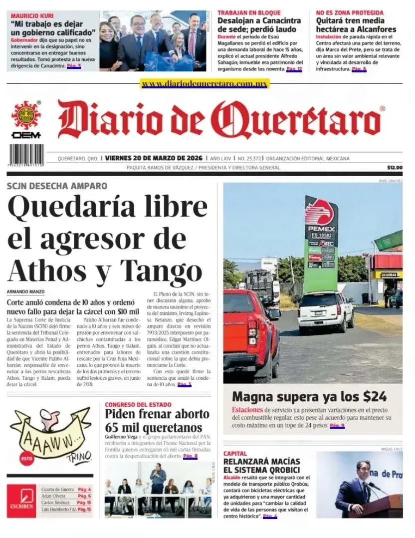 Viernes 20 Marzo. Diario de Querétaro