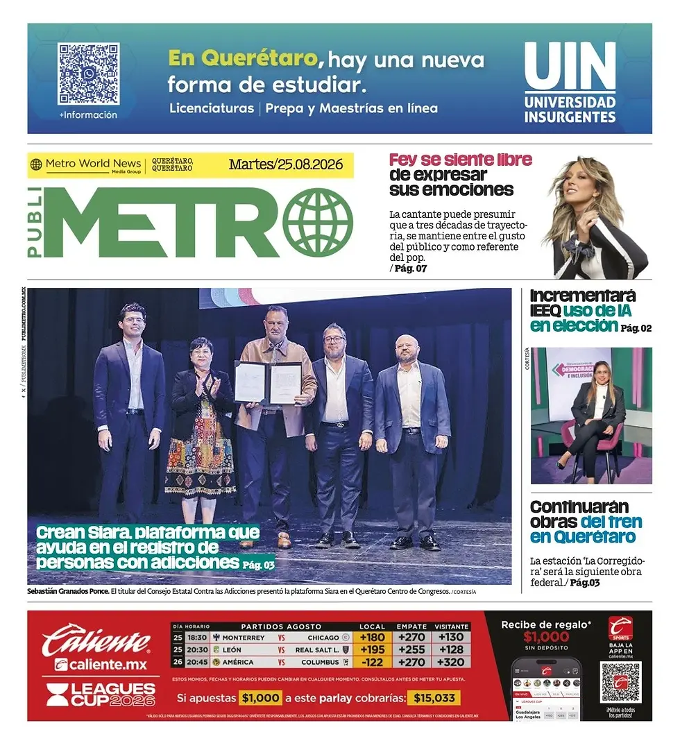Martes 25 agosto. Publi Metro