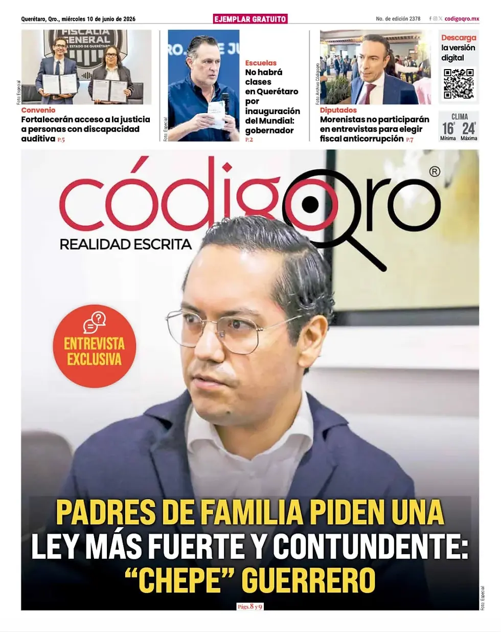 Miércoles 10 junio. Código Qro