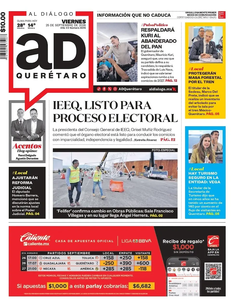 Viernes 25 septiembre. AD Querétaro