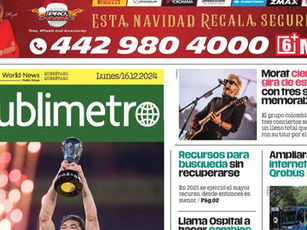 Lunes 16 de diciembre. Publimetro