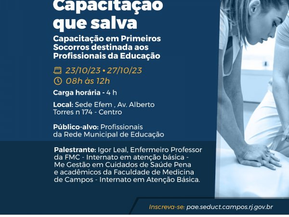 Capacitação Que Salva – Capacitação em Primeiros Socorros destinada aos Profissionais da Educação