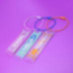 Full set of 3 'Not Another Barbie Girl' collectible art bag-chains, front side