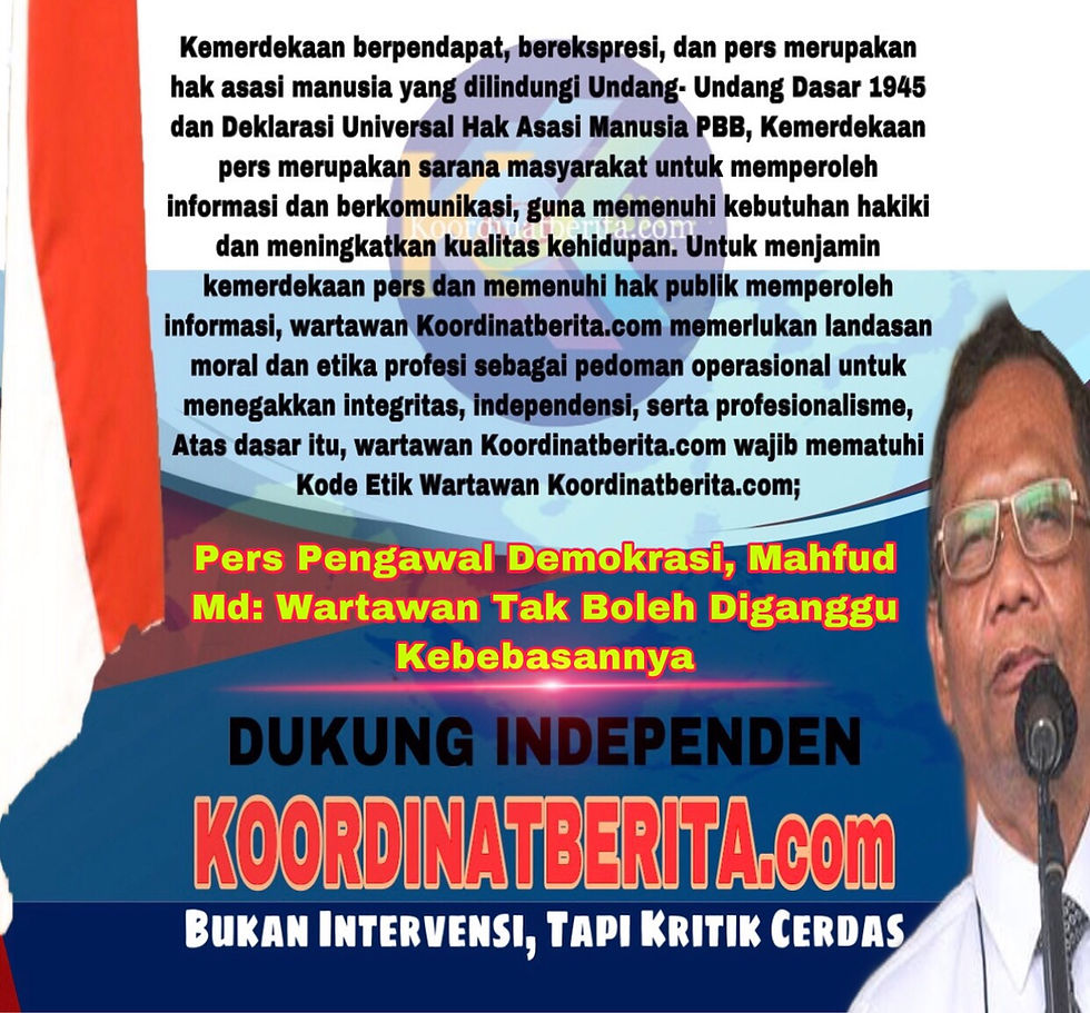 Menkopolhukam Mahfud Md menegaskan kebebasan pers tidak boleh dilanggar karena pemerintah sangat memerlukan kebebasan pers. ( Ilustrasi )