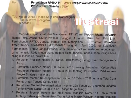 Rencana Kedatangan 500 TKA Cina, Kemanaker: Perusahaan Tunda Kedatangan TKA ke Sultra