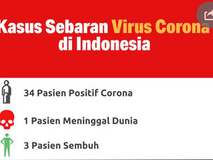 Kasus Positif Corona Penyebarana di RI dari 27, Jadi 34