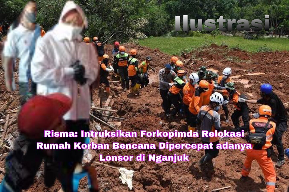 Menteri Sosial Tri Rismaharini meminta Forkopimda Nganjuk segera merelokasi rumah korban bencana tanah longsor di Dusun Selopuro