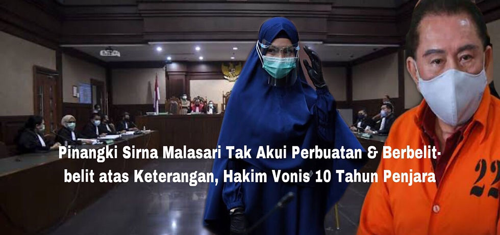 Majelis Hakim Pengadilan Tindak Pidana Korupsi Jakarta memvonis Pinangki Sirna Malasari 10 tahun penjara. Putusan ini lebih berat dari tuntutan jaksa.(Ilustrasi)