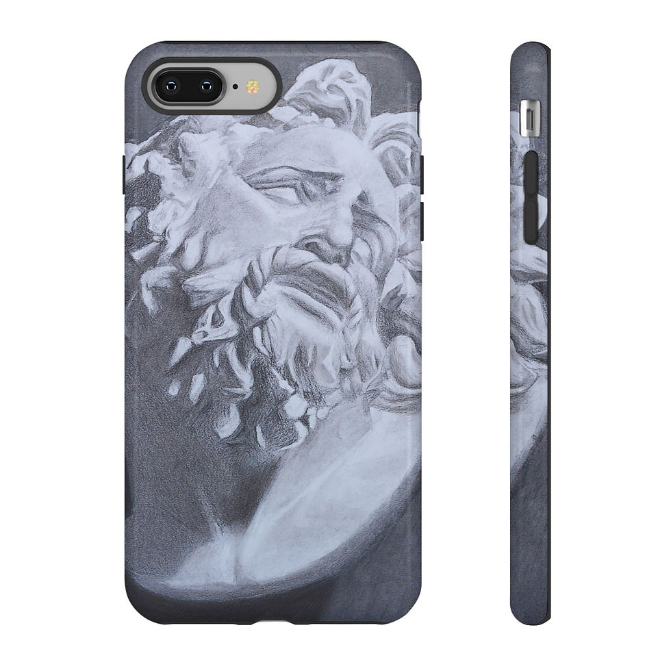 Thumbnail: Charcoal Statue Bust Art Print — 'Tough Cases' Wall Art