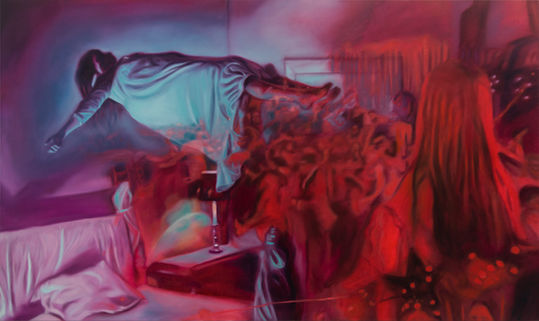 Melissa Magg Artist studio painting painter oil paint contemporary figurative art feminist Drenched in a Menstrual Panic